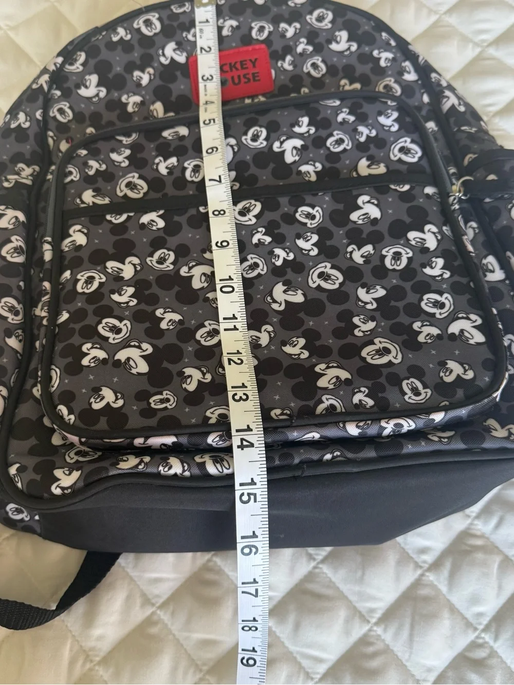 Disney Mickey Mouse Toss Head Print Backpack Diaper Bag Black Gray